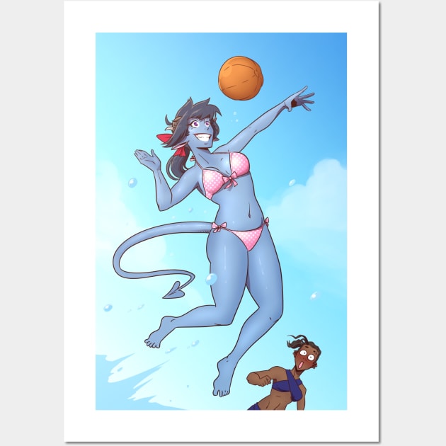 Blue Tiefling Volleyball Wall Art by Viktormon